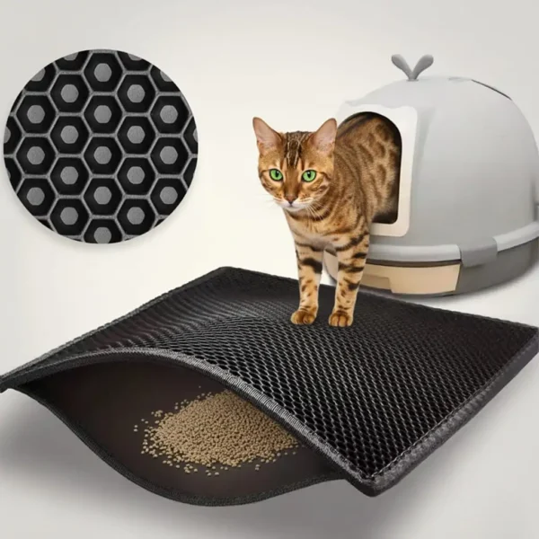 Tapis de litière double couche pour chat