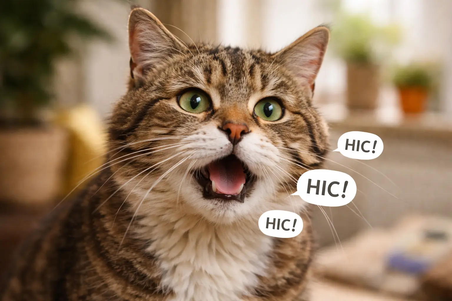 The cat has hiccups