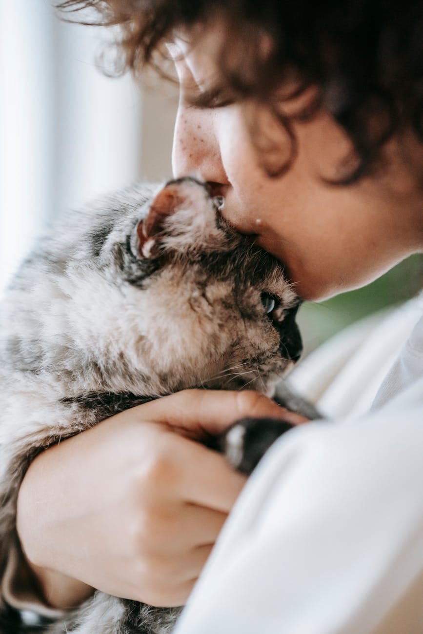 slow blink chat - femme et chat partageant un moment de tendresse